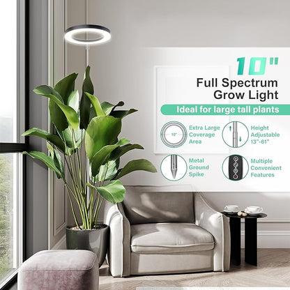 LORDEM 10" Full Spectrum Grow Light, 160 LEDs Plant Lamp for Indoor Plants, Grow Lamp with 4/8/12H