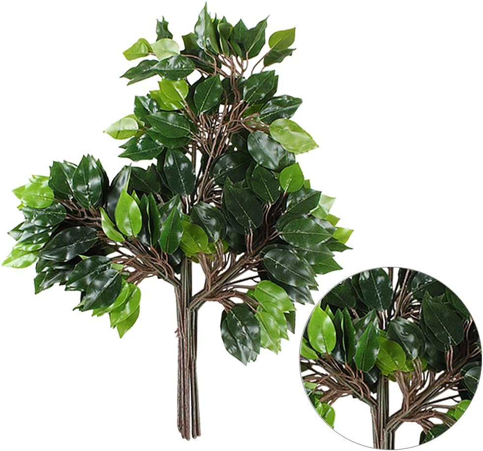 GTIDEA 12 Pcs Ficus Tree Leaves Branches Artificial Greenery Stems Silk Green Leaves Plants for