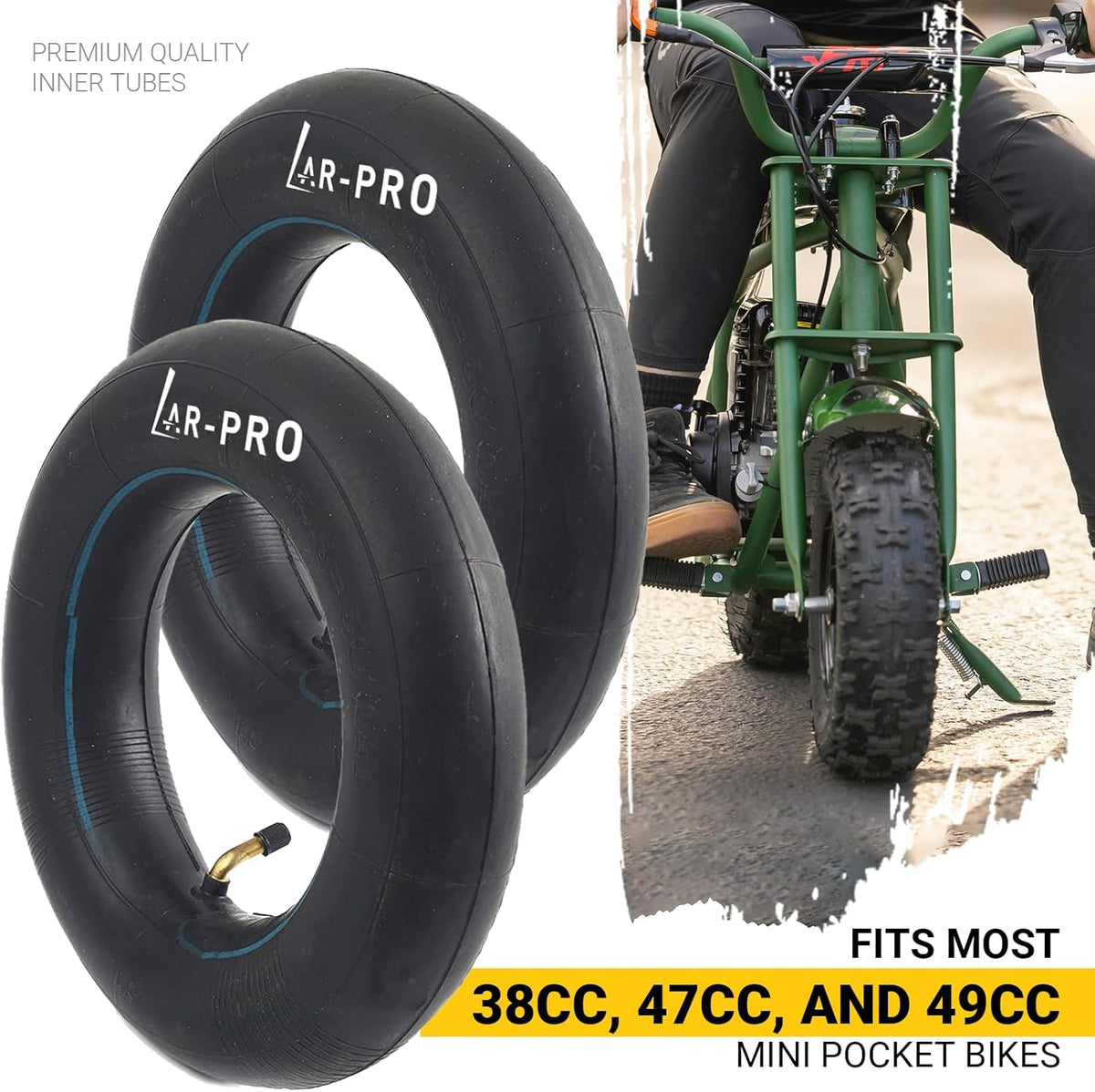 (2-Pack) Replacement Front or Rear Inner Tubes for 90/65-6.5” and 110/50-6.5” Mini Pocket Bike