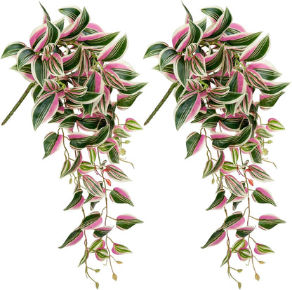 DILATATA Fake Hanging Plants Artificial Hanging Plants 26" Faux Wandering Jew Hanging Leaves Plants