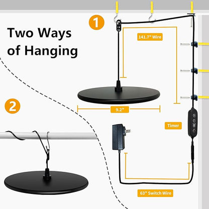 chiphy Hanging Grow Lights for Indoor Plants, 40W Full Spectrum with 3/9/12 Hours Timer, Pendant