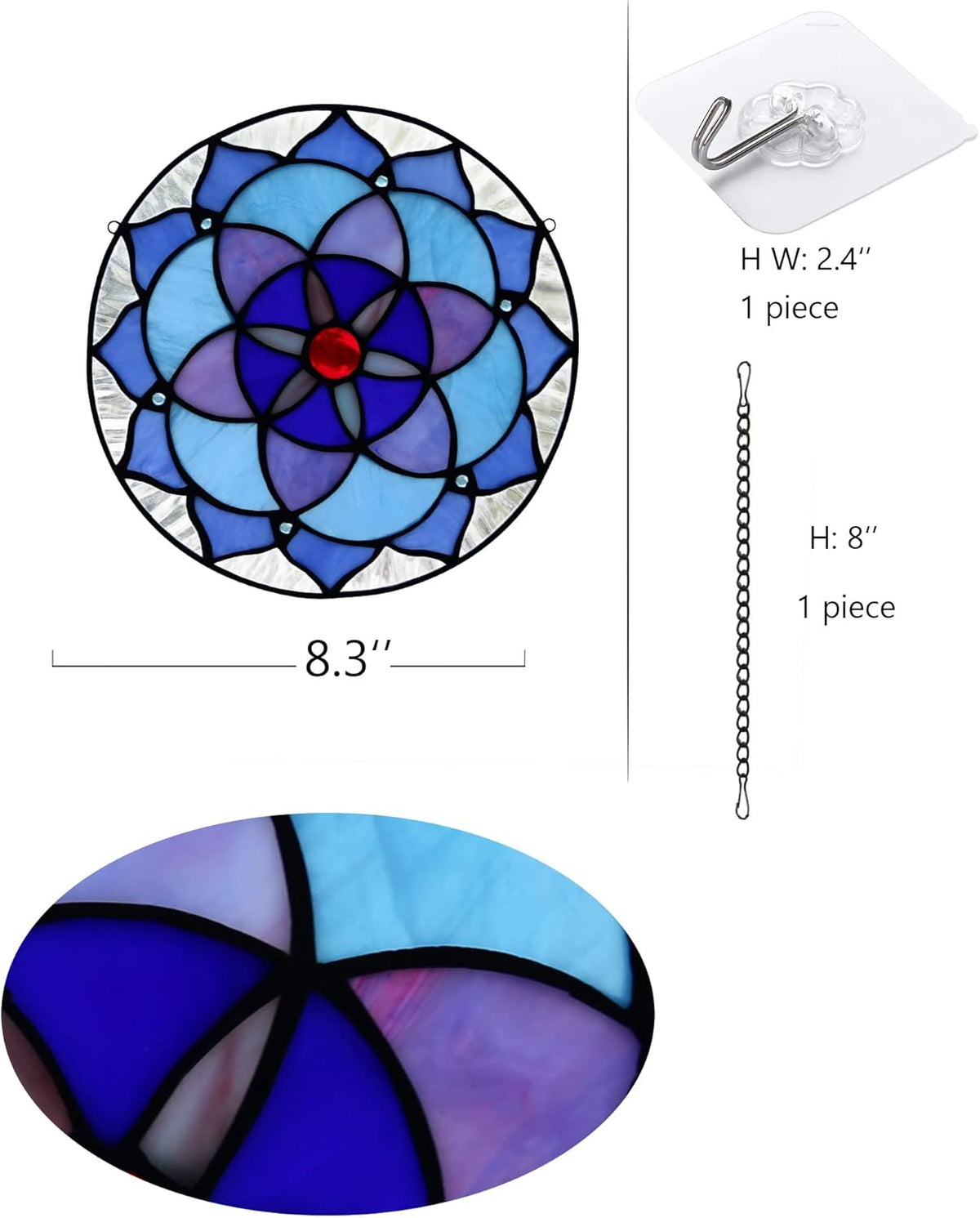 Flower of Life Decor Stained Glass Window Hanging,Sacred Geometry Spiritual Gift for Mom on