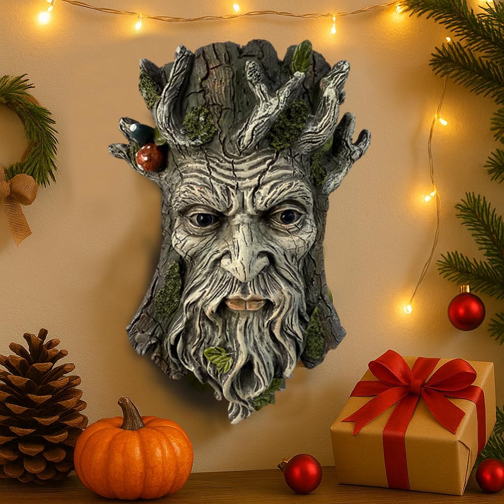 Blue Eye Mushroom Tree Face Sculpture, Funny Blue Eye Mushroom Old Man Tree Hugger Statue, Indoor &
