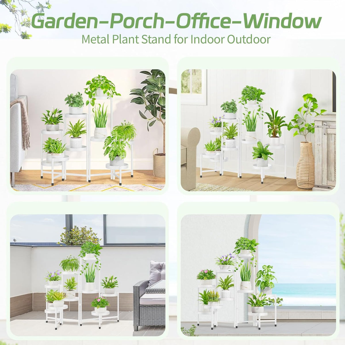 iDavosic.ly Plant Stand Indoor Outdoor, 9 Tier Corner Metal Flower Display Holder Shelf, Folding