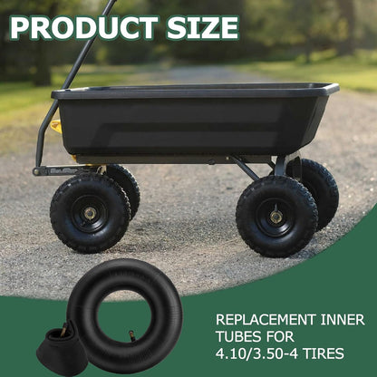 4.10/3.50-4 Inner Tube with Bent Valve Stem (2-Pack) - Heavy Duty Replacement Tire Tubes for