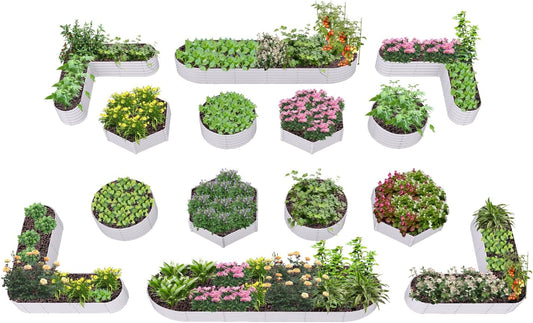 A ANLEOLIFE 14-Pack Deep Root Galvanized Raised Garden Beds Outdoor for Planting Vegetables Flowers