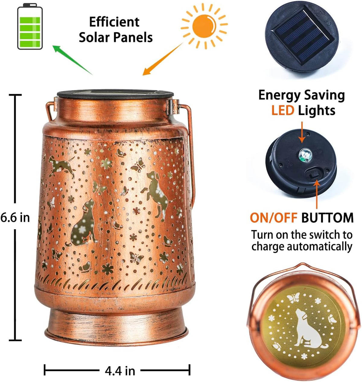 Dog Solar Lanterns Outdoor Waterproof Hanging Solar Lights Dog Gifts for Women Men Metal Decorative