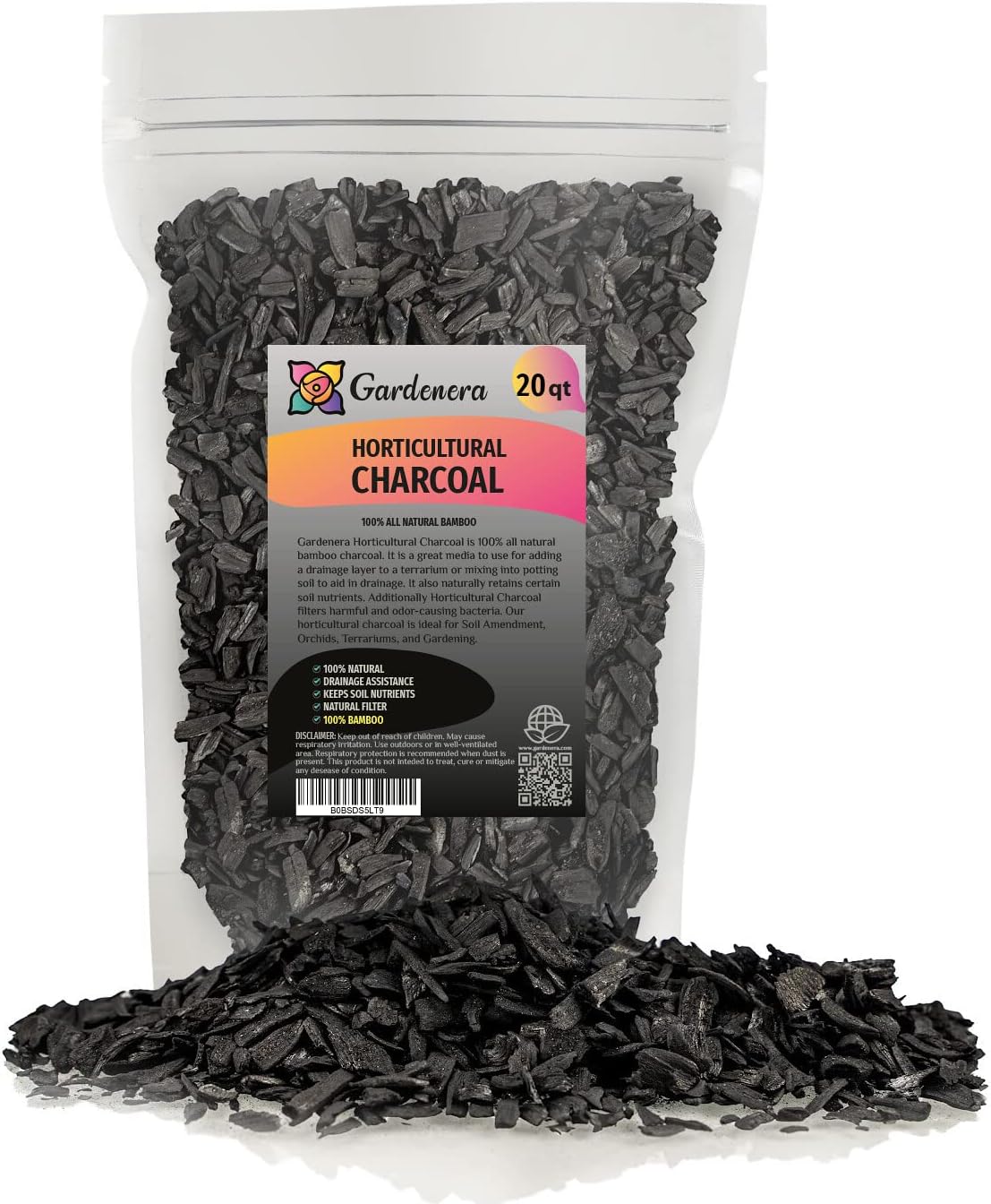 GARDENERA Horticultural Charcoal for Indoor Plants [20-Quart Bag] Black Diamond Soil Amendment for