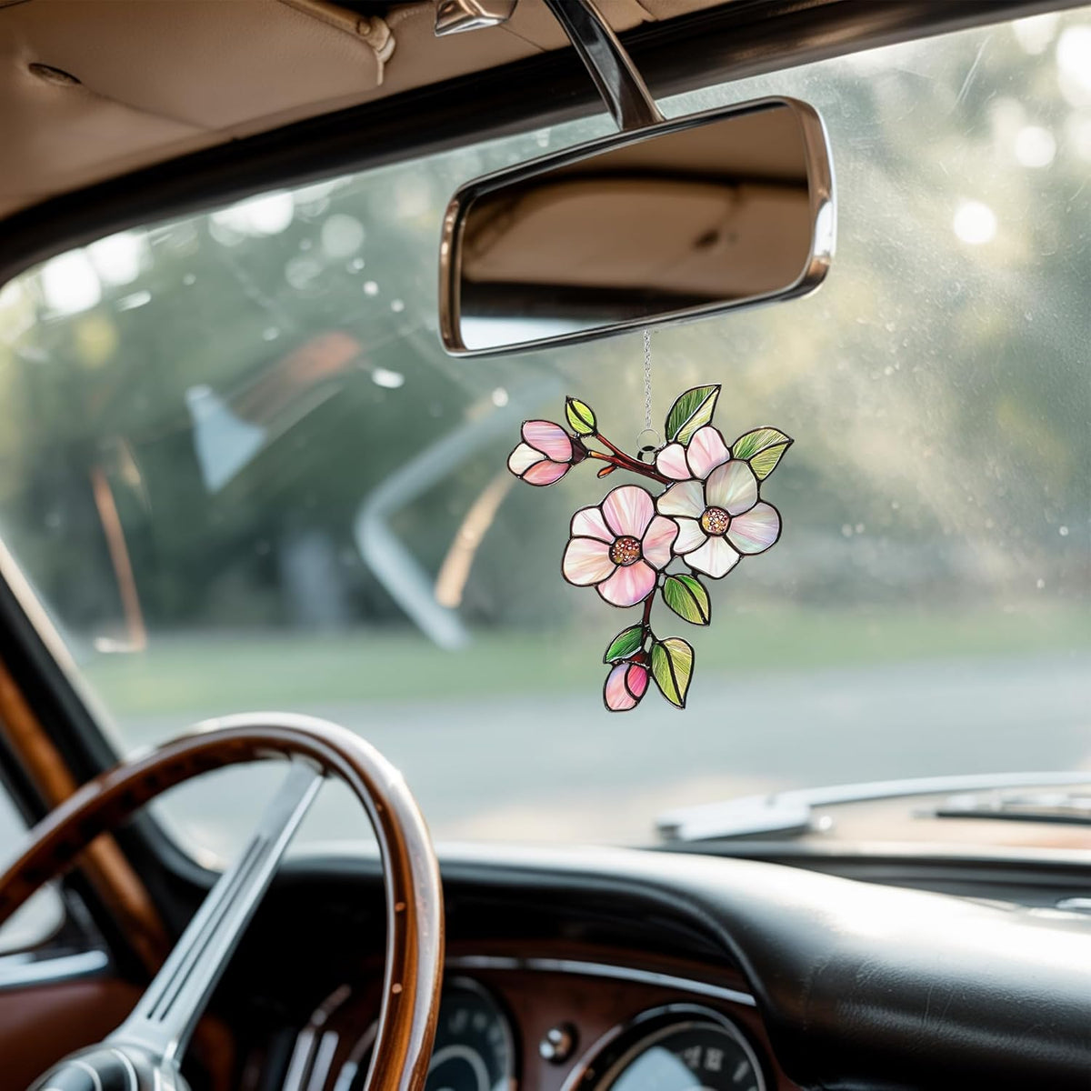 Magnolia Flower Acrylic Suncatcher Stained Glass Effect Window Car Hanging Christmas Ornament