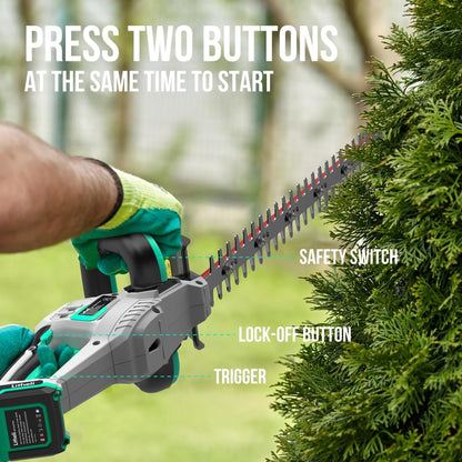 Litheli 20V Cordless Hedge Trimmer 20 Inch, Power Hedge Trimmer for Bush & Shrub Cutting, Trimming