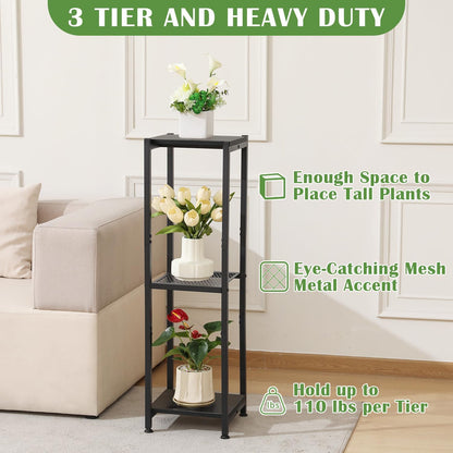Extra Tall Plant Stand Indoor,40 Inch Plant Stands,3 Tier Metal Plant Stand with Heavy Duty Wood