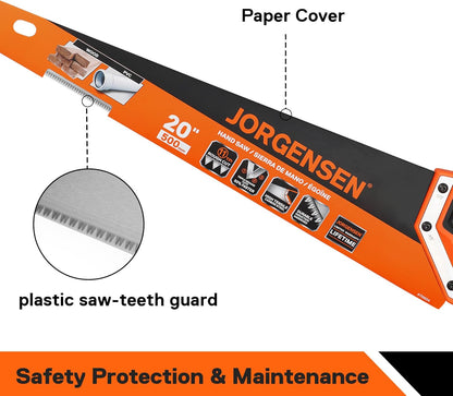 JORGENSEN 20 Inch Pro Hand Saw, 11 TPI Fine-Cut Ergonomic Non-Slip Aluminum Ultrasonic Welding