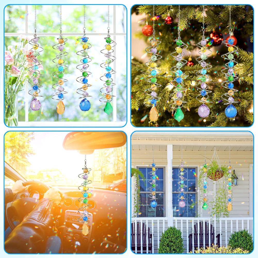 Sun Catchers, 4 Pcs Crystal Suncatchers for Indoor Windows Hanging Decorative Crystals Ball Prism