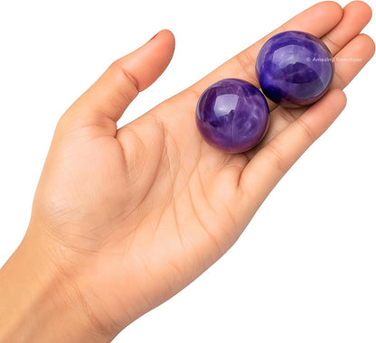 Amazing Gemstone Amethyst Crystal Ball - 1" Inches Crystal Sphere Meditation Balls for Witchcraft