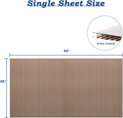 BPS 6Pcs 62'' (W) x 28'' (L) x 0.2'' Polycarbonate Panels, Waterproof UV Protected Reinforced