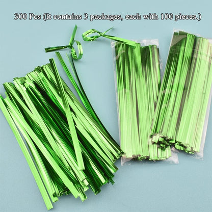 HAHIYO 300Pcs 4 inches Green Metal Twist Ties Bread Candy Coffee Bag Ties Plant Garden Twist Ties