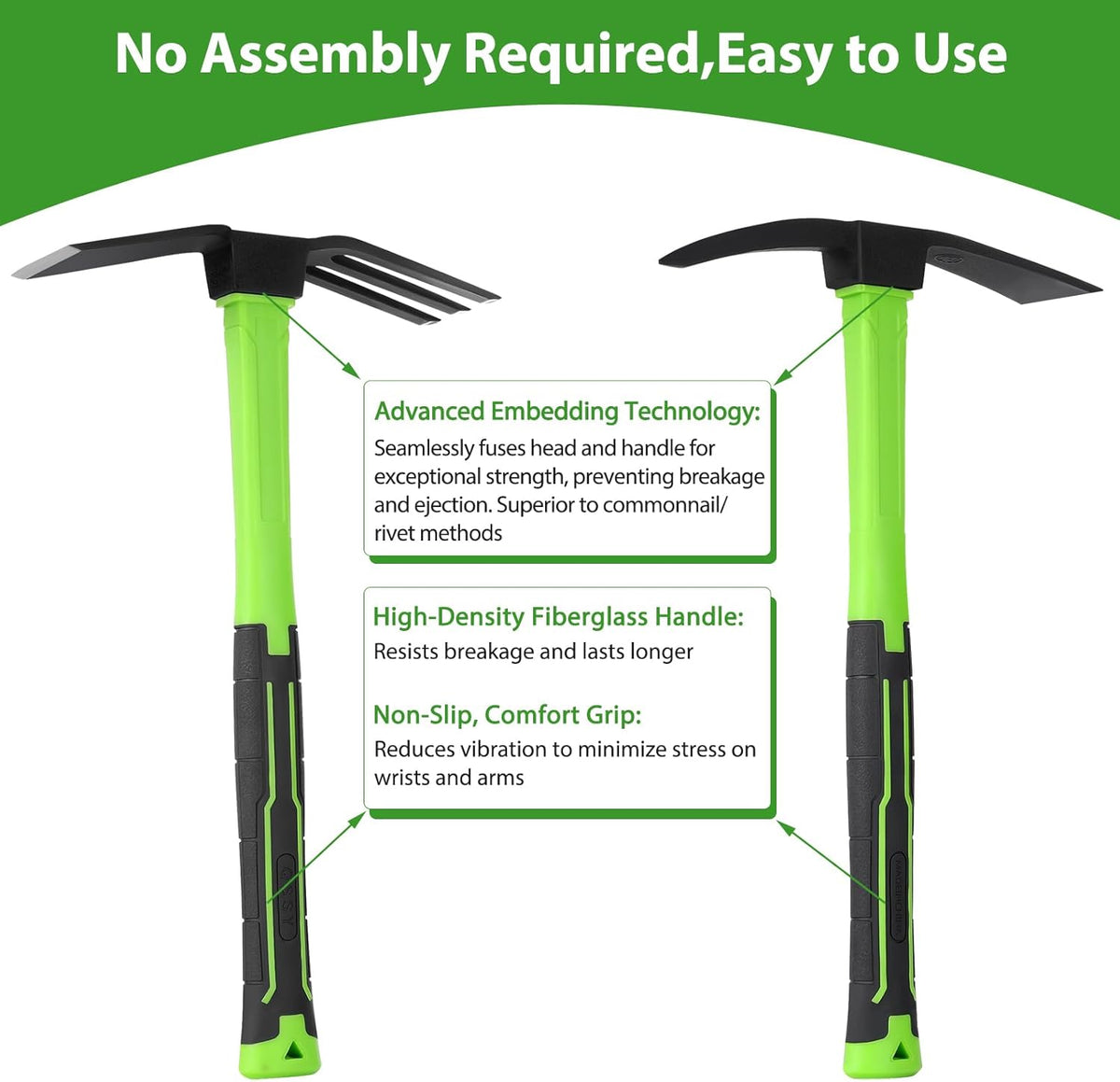 2pcs Pick Axes for Digging and No Installation Required Garden Hoe and Cultivator Hand Rake Garden