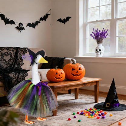 Halloween Witch Porch Goose Outfits Tutu Dress Costume Clothes, for 23" 17" Outdoor Patio Yard Lawn