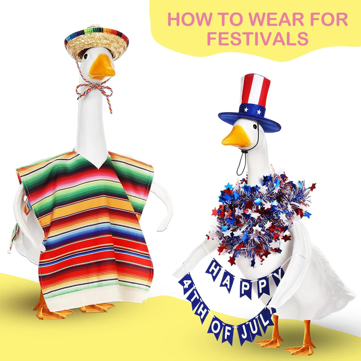2 Pcs Poseable Goose Wings for 15”- 20" Porch Lawn Goose Outfit Accessories Poseable White Wings