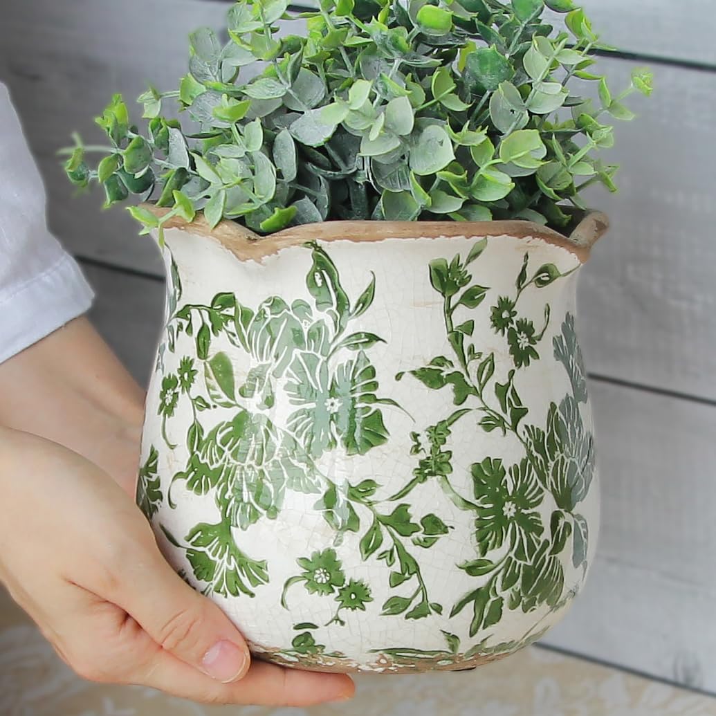 Xiaan Jiaju Tuscan Ceramic Plant Pots, Vintage Planter & Vase with Drainage