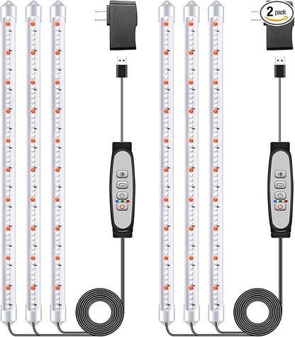 Tri-Bars Grow Light Strips for Indoor Plants with Auto ON/Off Timer 6/12/18H, 5 Dimmable Levels for