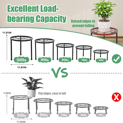 Linpla 5-Pack Decent Metal Plant Stands, Heavy Duty Flower Pot Stands for Multiple Plant, Anti-Rust