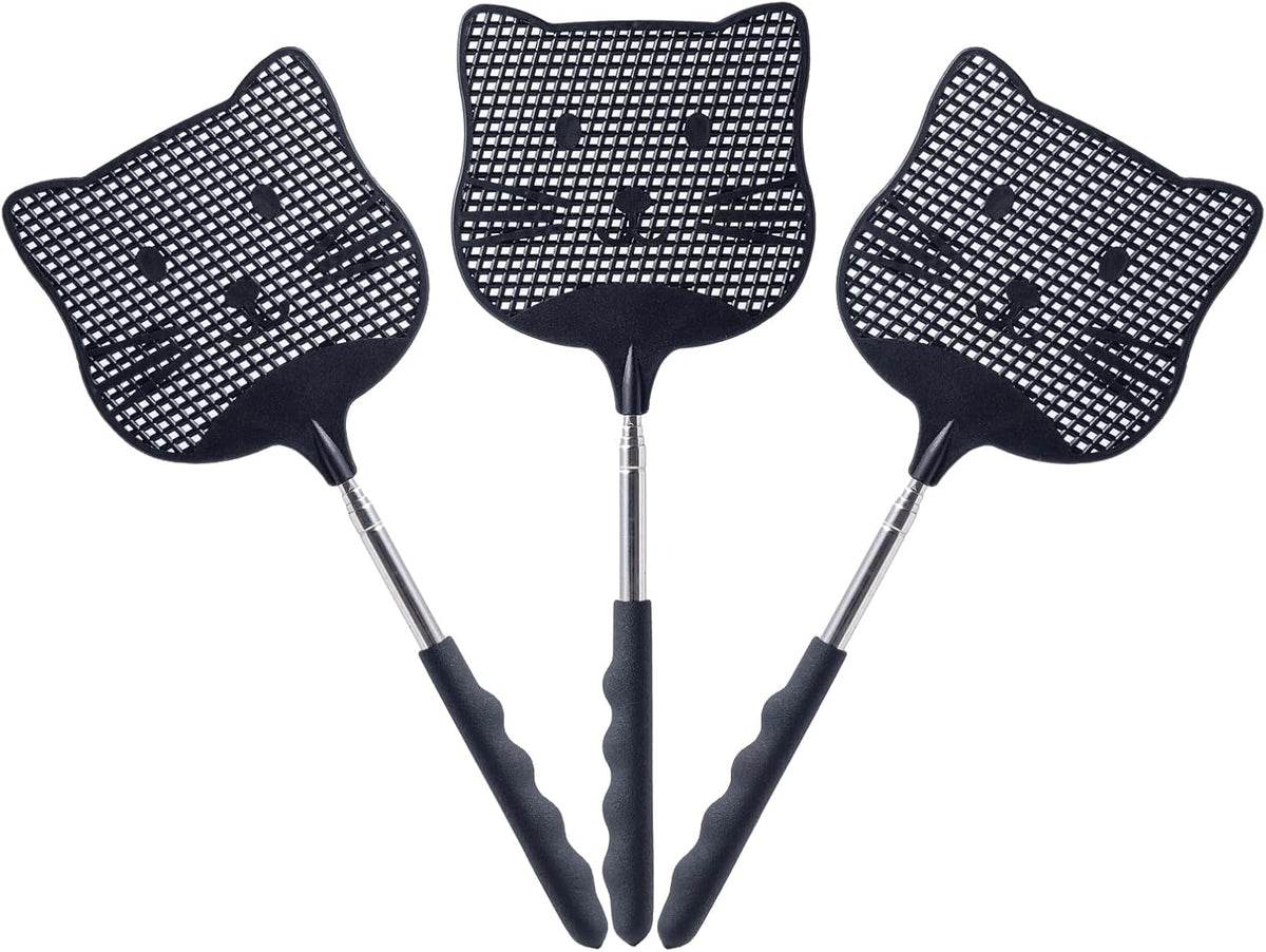 3 Pack Extendable Fly Swatter, 25 inch Long Handle Flyswatters, Plastic Heavy Duty Fly Swatters