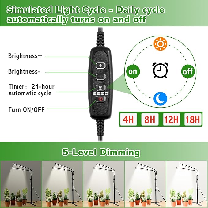 Grow Lights for Indoor Plants, Full Spectrum LED Tabletop Plant Lights for Indoor Growing
