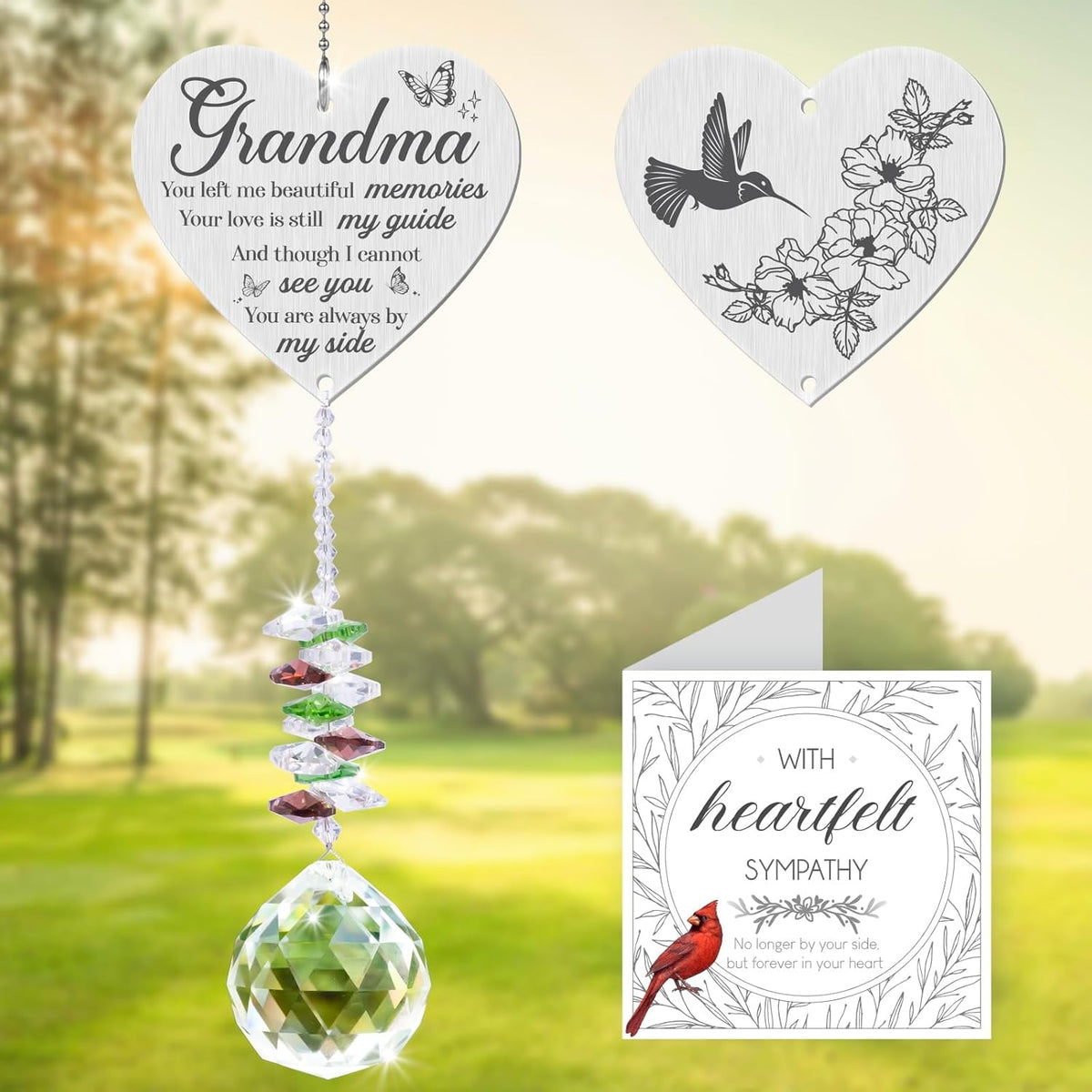 Grandma in Heaven Memorial Crystal Suncatcher Gifts,Sympathy Gifts for Loss of Grandma,Hanging