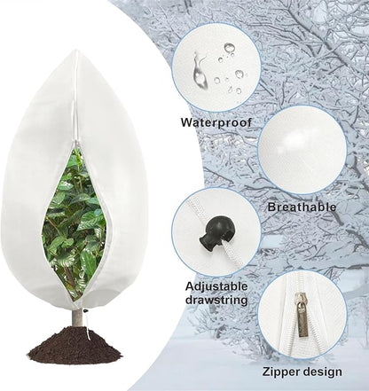 8 Pack Plant Covers Freeze Protection, 31.5"x47.2" Frost Blankets with Zipper Drawstring, Winter