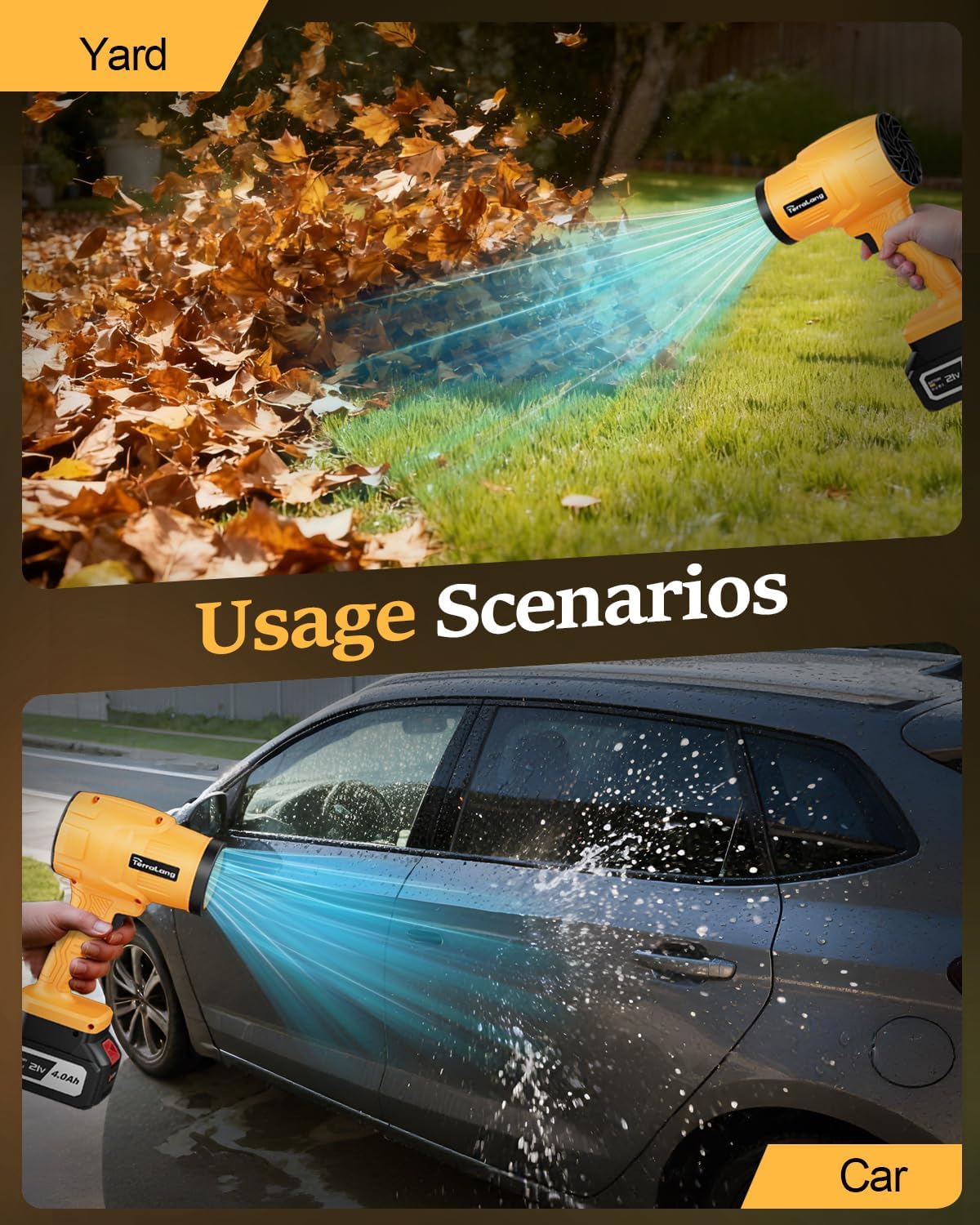 Electric Leaf Blower Cordless,800000RPM Adjustable Gear Handheld Leaf Blower with 2 * 4.0Ah