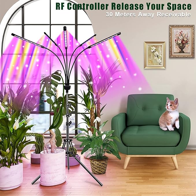 Grow Lights for Indoor Plants,5 Heads Red Blue White Full Spectrum Plant Light with 15-60"