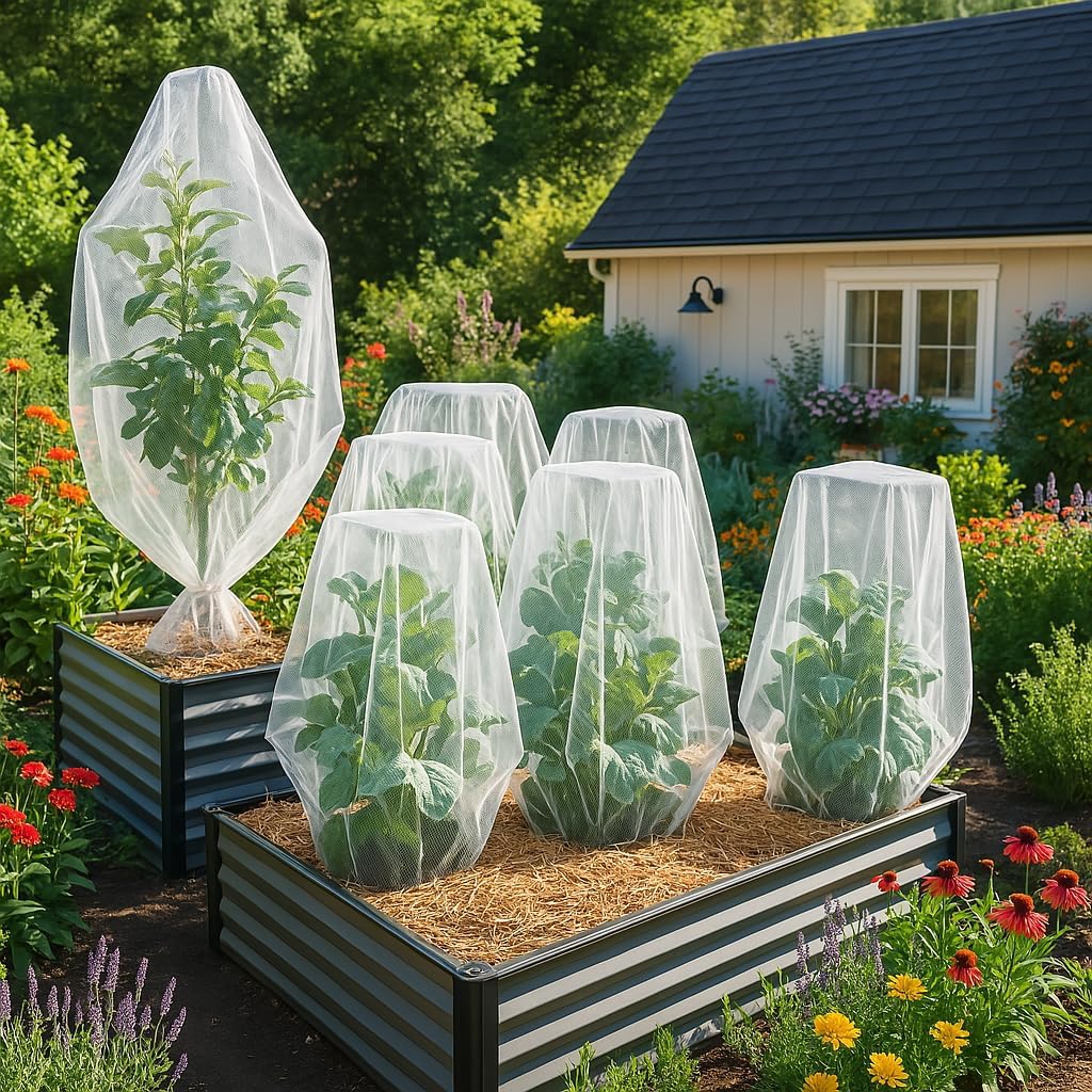 Fruit Tree Protection Bags 4x4.5 FT in 4 Pack | Multiple Size Garden Netting for Fruit & Vegetable