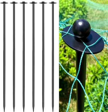 6 Sets Garden Stake Netting Support, Heavy Duty Metal Garden Poles for Netting, Powder Coated
