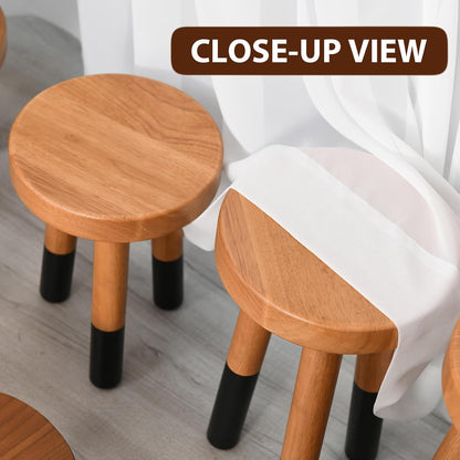 Rubber Wood 9" Round Plant Stand |Dip Dyed Black Stool, Wood Riser |Milking Stool (12" H)