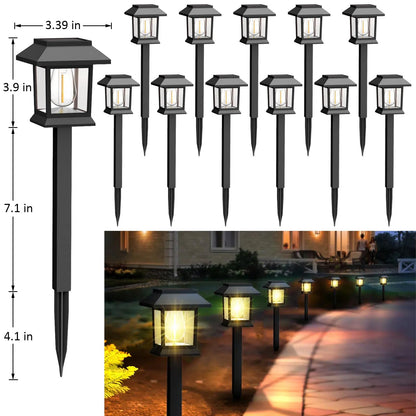 Greluna Solar Lights Outdoor,12 Pack 3000K Waterproof Auto On/Off Solar Pathway Lights for Your