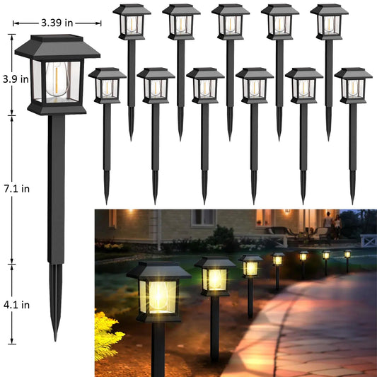 Greluna Solar Lights Outdoor,12 Pack 3000K Waterproof Auto On/Off Solar Pathway Lights for Your