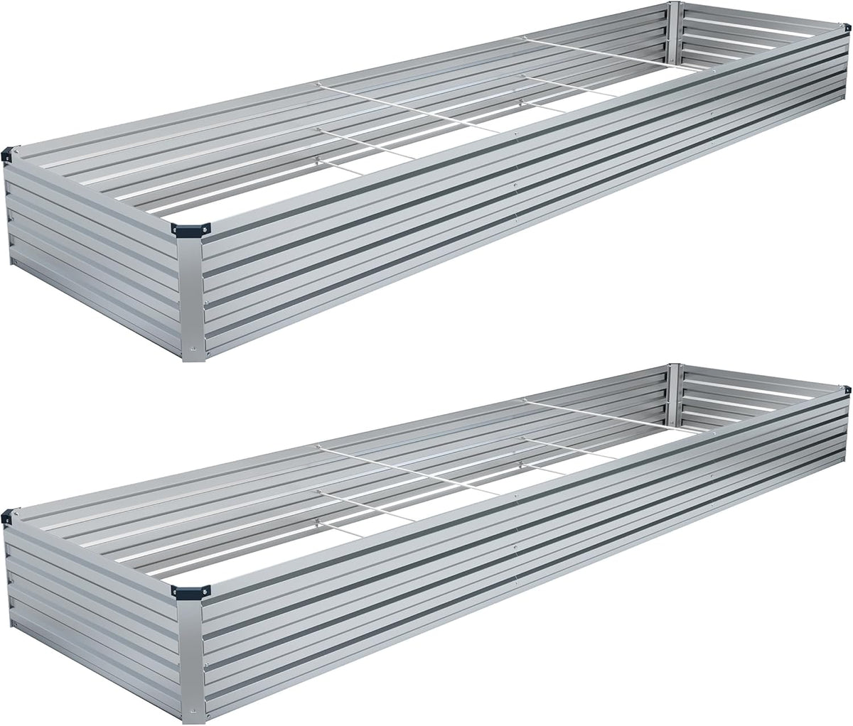 2PCS 12x4x1FT Galvanized Raised Garden Bed Kit,Vegetable Boxes-Rectangle Metal Flower Box,Large