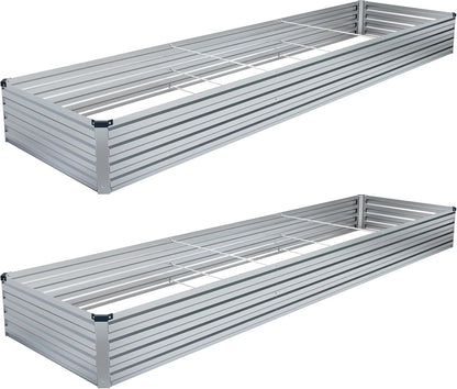2PCS 12x4x1FT Galvanized Raised Garden Bed Kit,Vegetable Boxes-Rectangle Metal Flower Box,Large