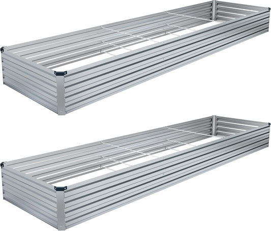 2PCS 12x4x1FT Galvanized Raised Garden Bed Kit,Vegetable Boxes-Rectangle Metal Flower Box,Large
