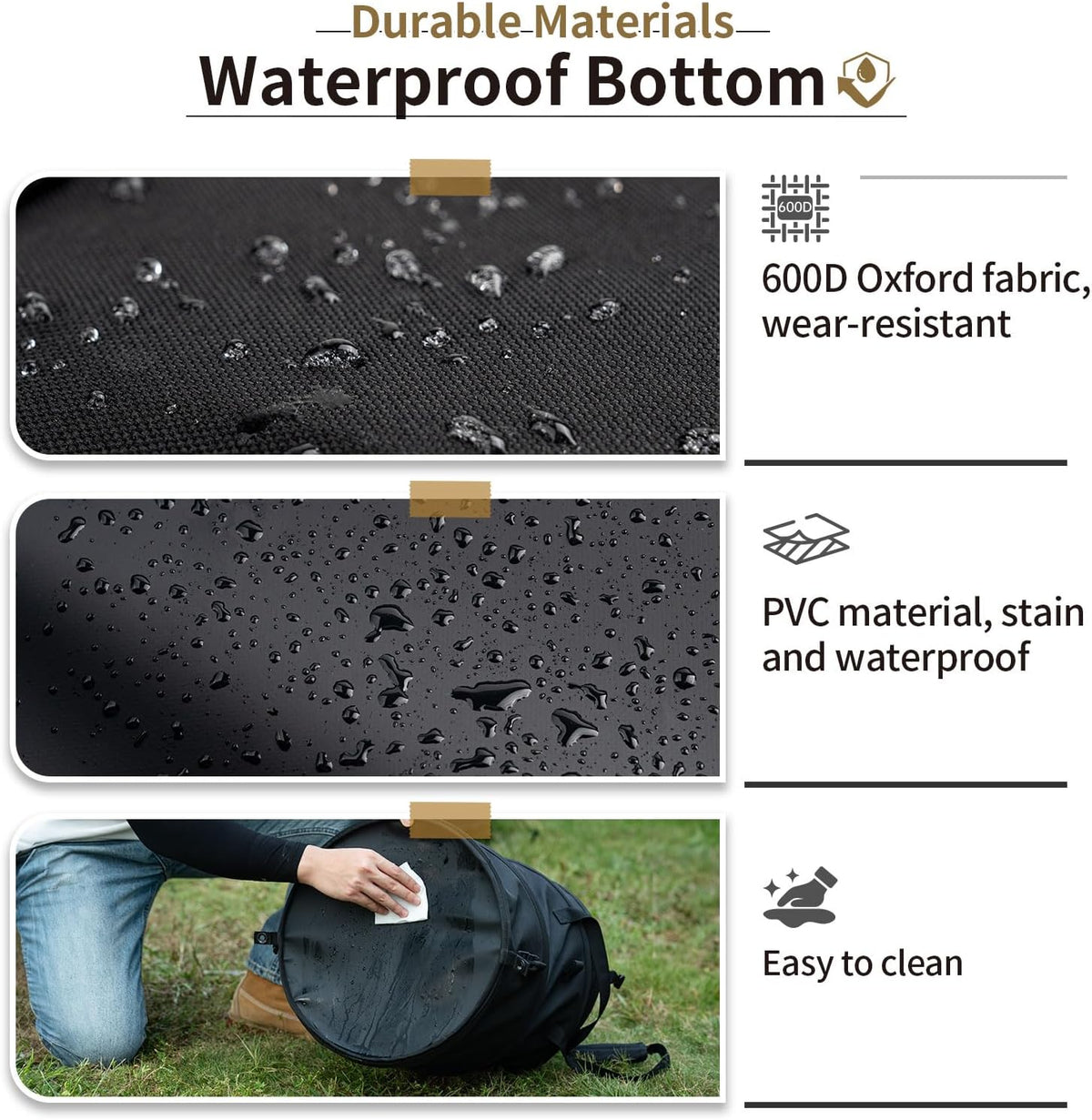 ONETIGRIS Collapsible Trash Can for Camping,12 Gallon Pop up Trash Can with Sorting Clips, Outdoor