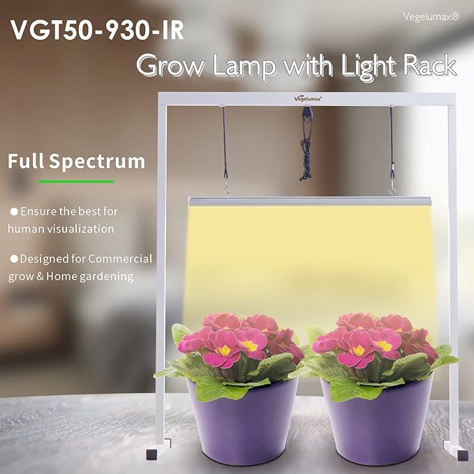 50W LED 2 feet Grow Light Lamp with Stand Rack CRI90+ for Horticulture Indoor Plant Growth Veg