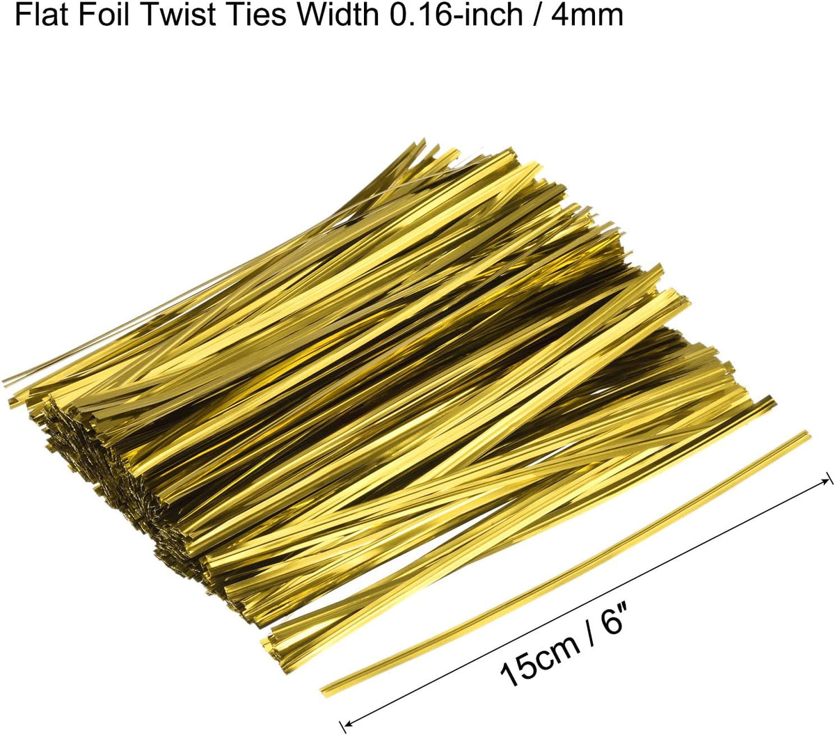 MECCANIXITY Foil Twist Ties 6" 15cm Metallic Plastic Closure Tie for Tying Bread, Candy, Cookies