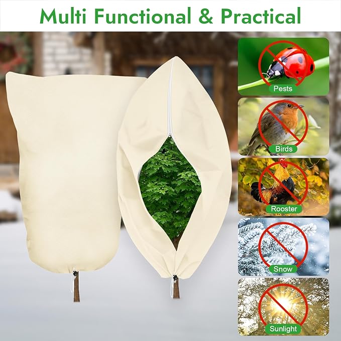 2 Pack Plant Covers Freeze Protection, 47" X 71" Large Frost Cloth Plant Freeze Protection, Frost