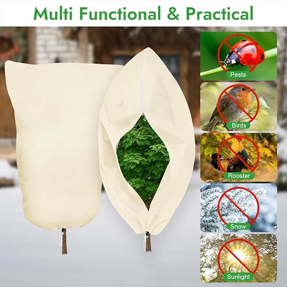 2 Pack Plant Covers Freeze Protection, 47" X 71" Large Frost Cloth Plant Freeze Protection, Frost