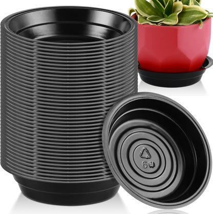 20 Pack 6 Inch Plant Saucer, Black Plant Saucers for Indoors No Holes, Plastic Plant Saucer for