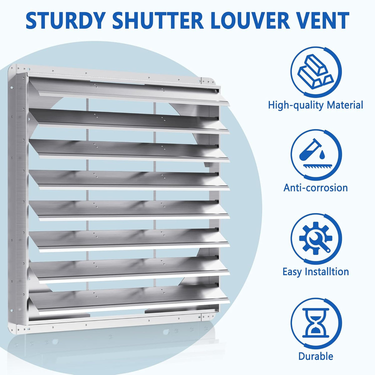 36 Inch Galvanized Shutter Exhaust Louver Vent, Automatic Gravity Shutter Louver Vent for Home