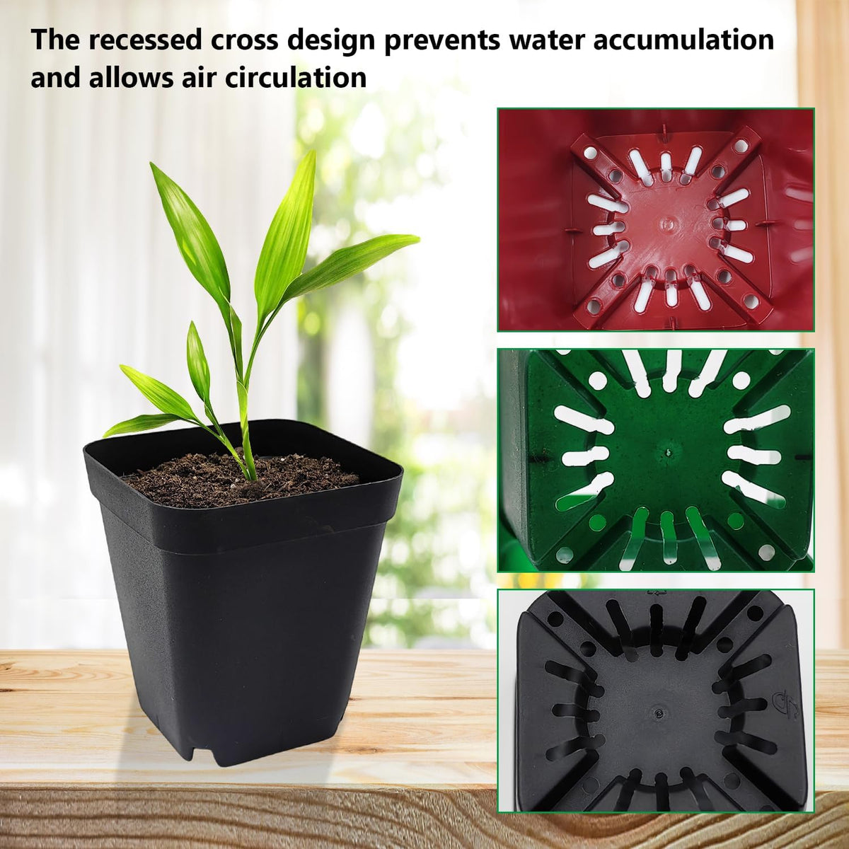 Square Plastic Nursery Pot 3" 120 Pcs Deep Succulent Pots Small Flower Planter Seeds Starter Pots