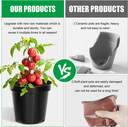 40 Pack 4 Inch Plant Nursery Pots with Mesh Pad, Sturdy Plastic Flower Planter Pots with Drainage