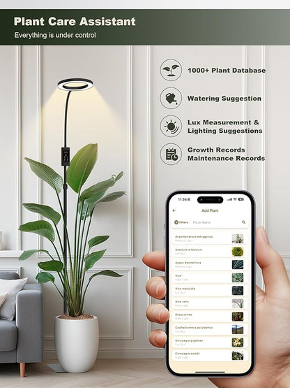 GLOWRIUM Smart Grow Lights for Indoor Plants, 24W Full Spectrum Plant Lights, Bluetooth App &